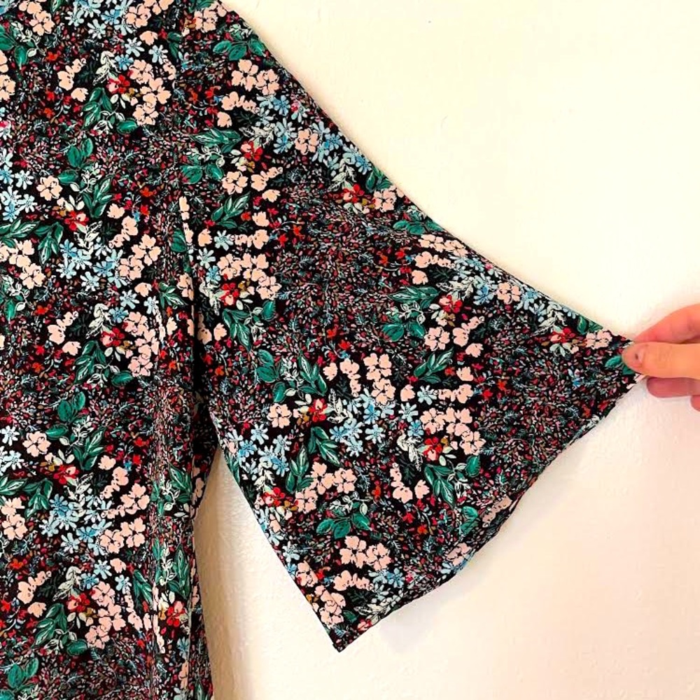ZARA floral flare dress with bell half-sleeve